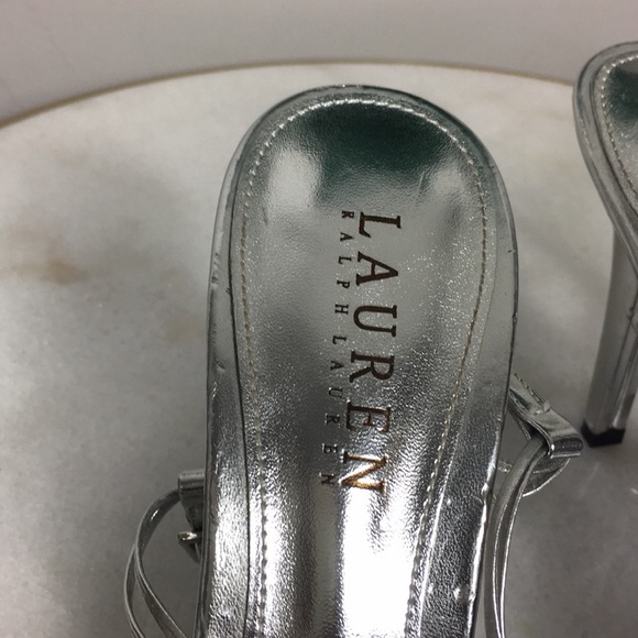 Lauren Ralph Lauren Strap Metallic Silver Heel 7.5 - Picture 6 of 6